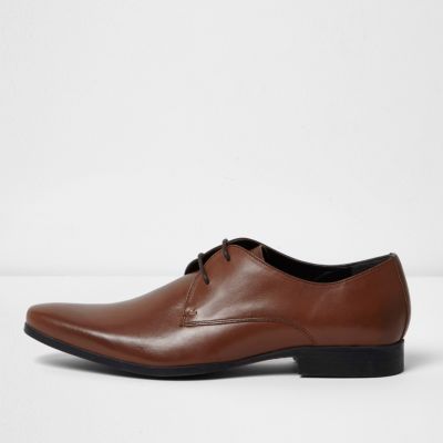 Brown smart leather derby shoes